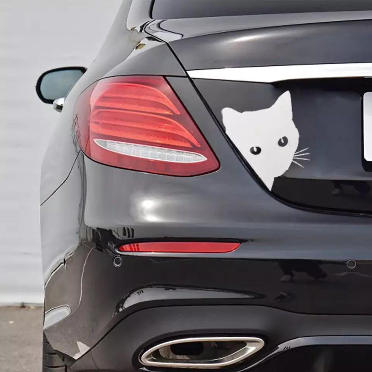 GoedeDoelen.Shop | (Auto) Sticker Hello Cat Zilver | Katten Sticker | Laptopsticker | Autosticker | Wandsticker | Raamsticker | WC Sticker | 12 x 14,5 cm | Wellness-House